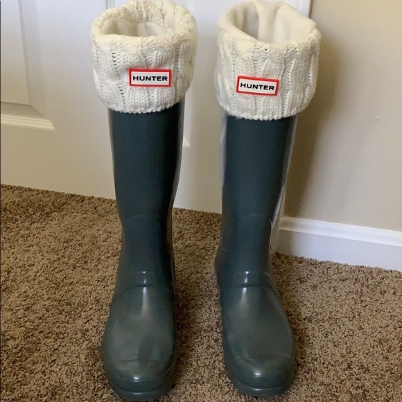 Hunter Grey Tall Boots w/ Knit Socks - Picture 5 of 5